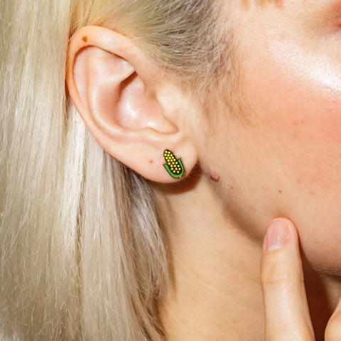 Corn on the Cob Enamel Stud Earrings