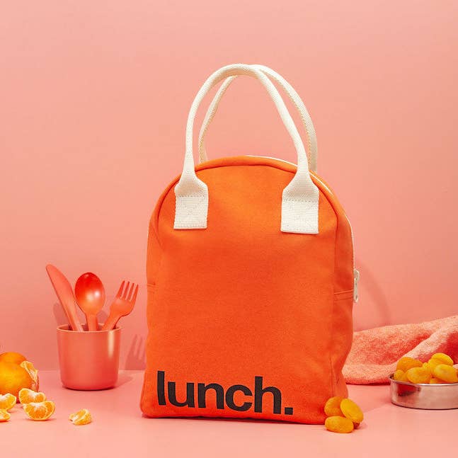 Zipper Lunch Bag - "Lunch" Poppy