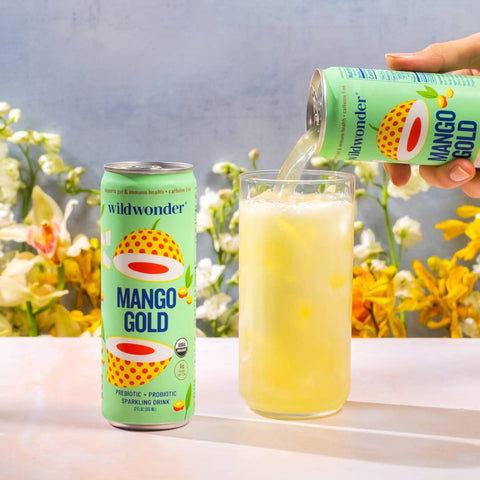 Mango Gold Sparkling Prebiotic + Probiotic Drink