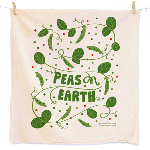"Peas on Earth" Dish Towel + Sponge Cloth Set