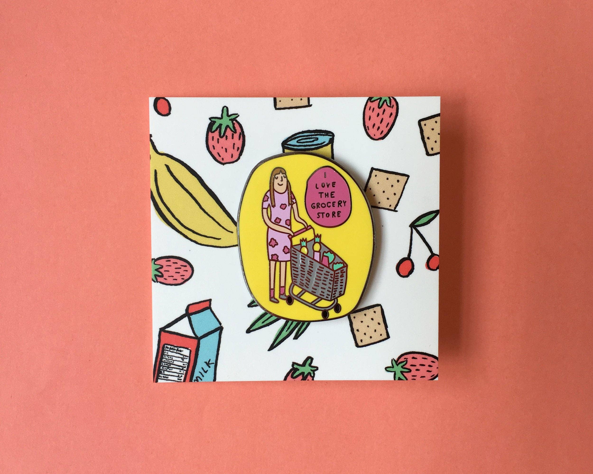 Grocery Store Girl Enamel Pin