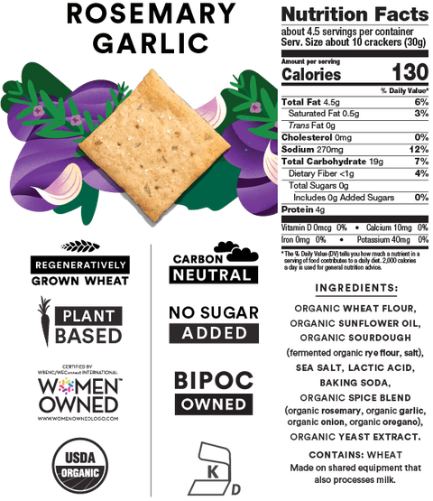 Organic Rosemary Garlic Climate-Friendly Crackers